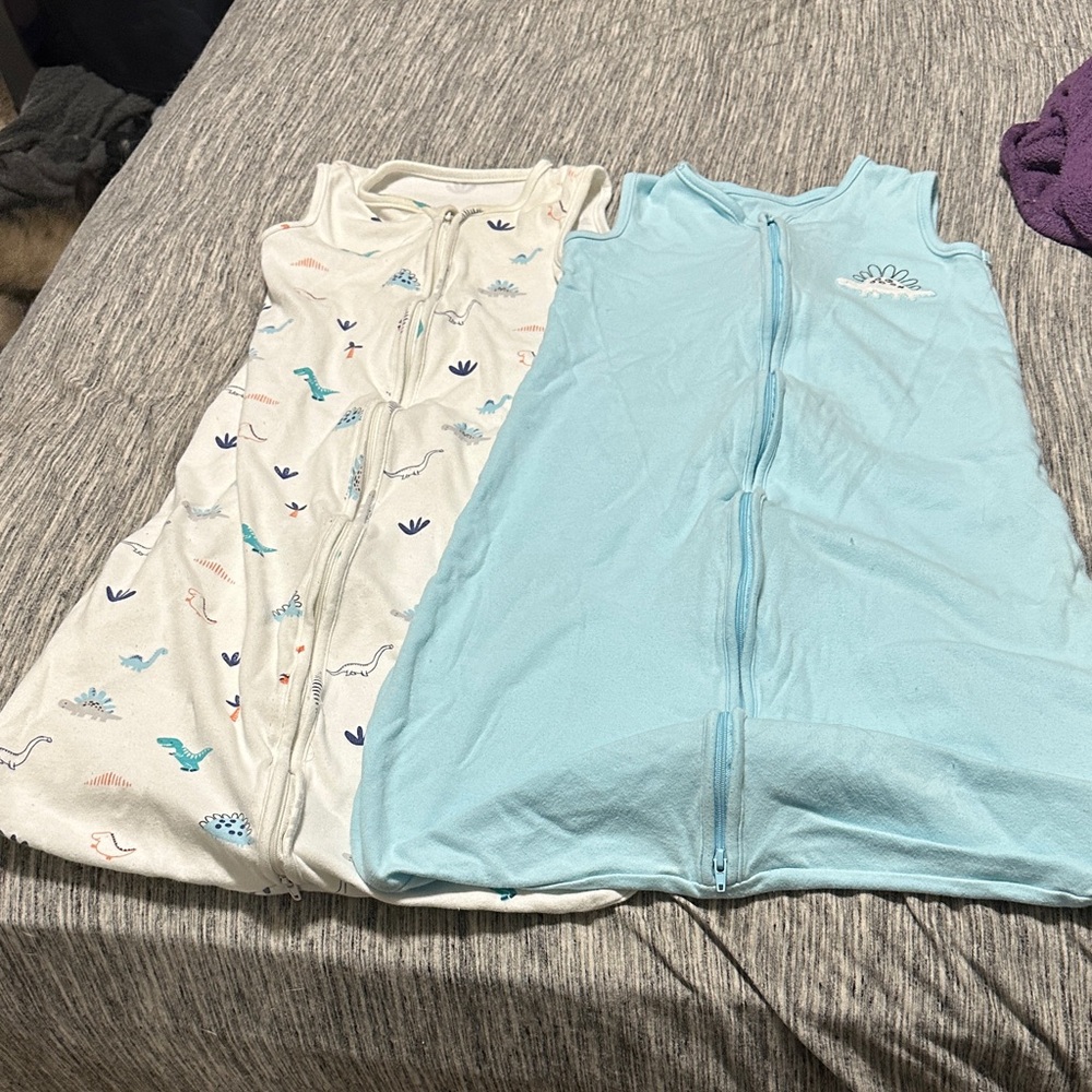 Dinosaur Print and Blue Baby Sleep Sacks